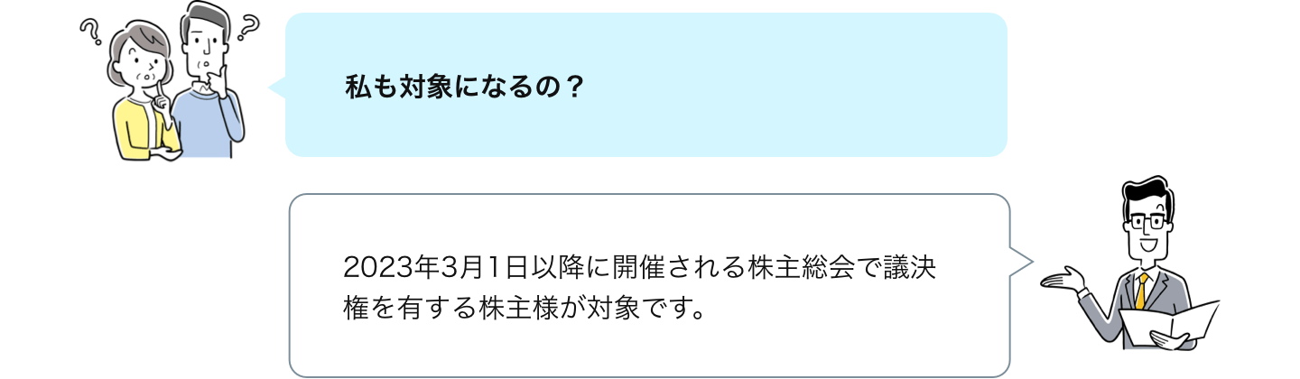 2023年3月1日以降に開催される株主総会で議決権を有する株主様が対象です。